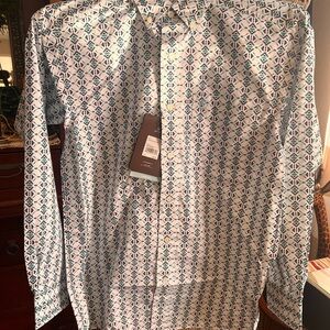 Ariat Men's Geometric Pattern Shirt - Blue and White